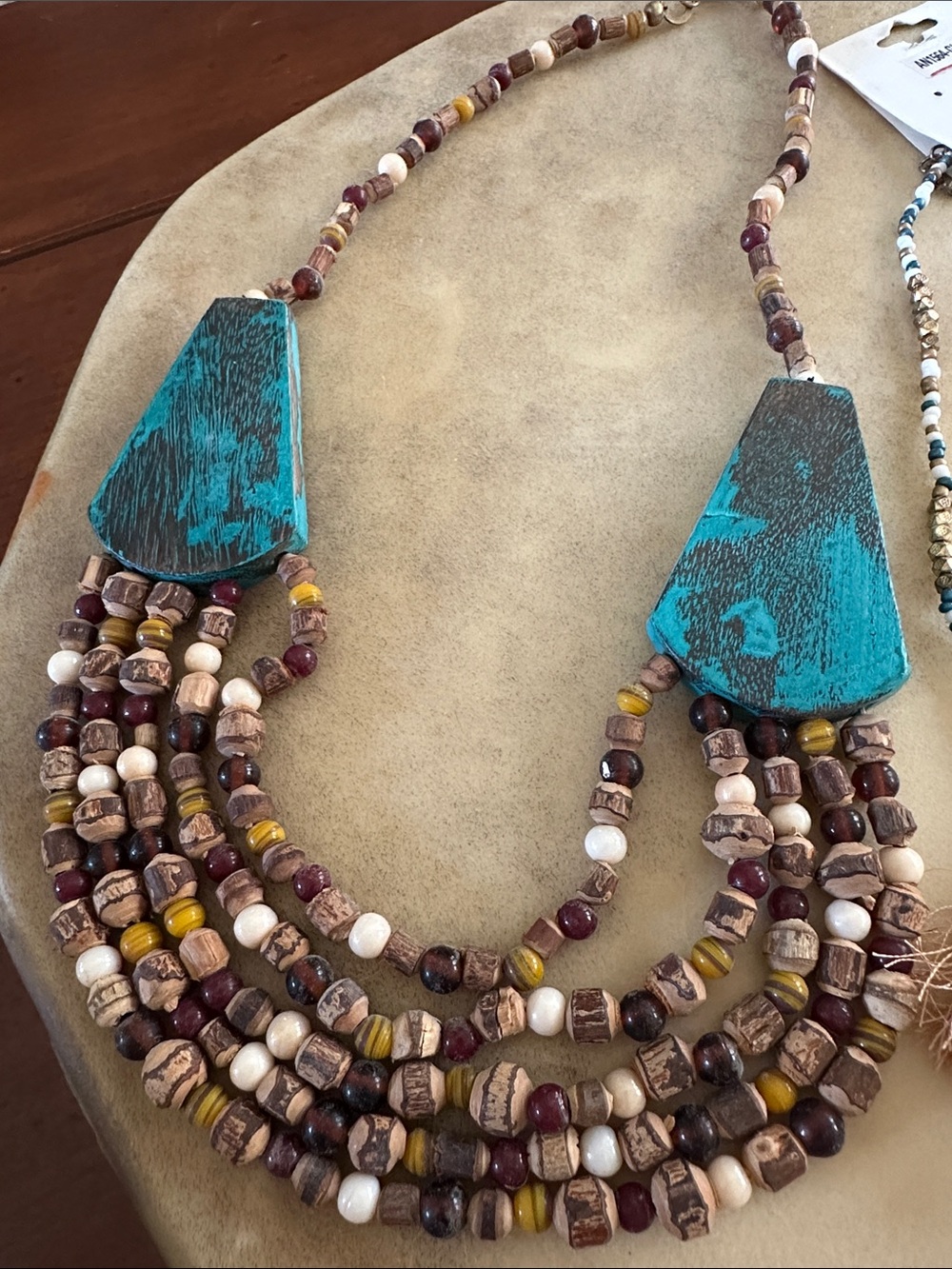 Ina Turquoise and Brown Fringe Layered Necklace Set - Picture 2 of 3